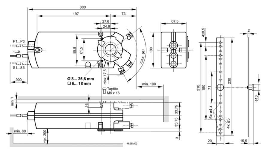 Привод воздушной заслонки Siemens GBB166.1E (2)